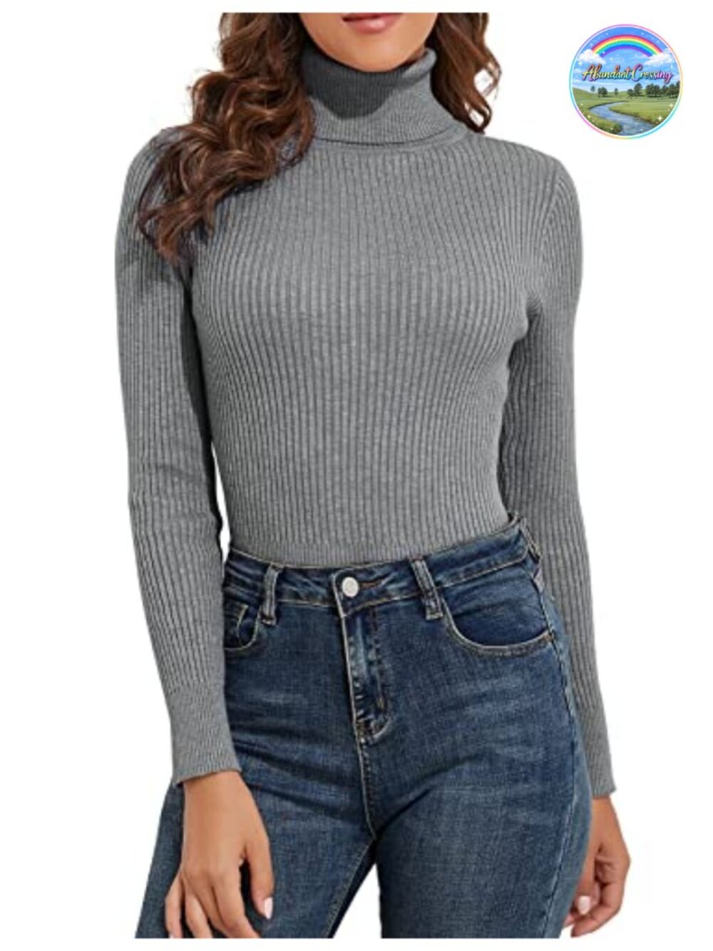 Ribbed Turtleneck Long Sleeve Pullover Sweater Slim Fit Retro